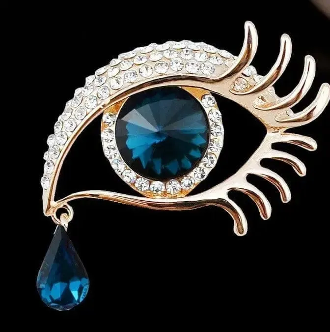 🌟 Diamond-Encrusted Tear Eye Brooch - Luxurious Symbolism in Fashion 🌟