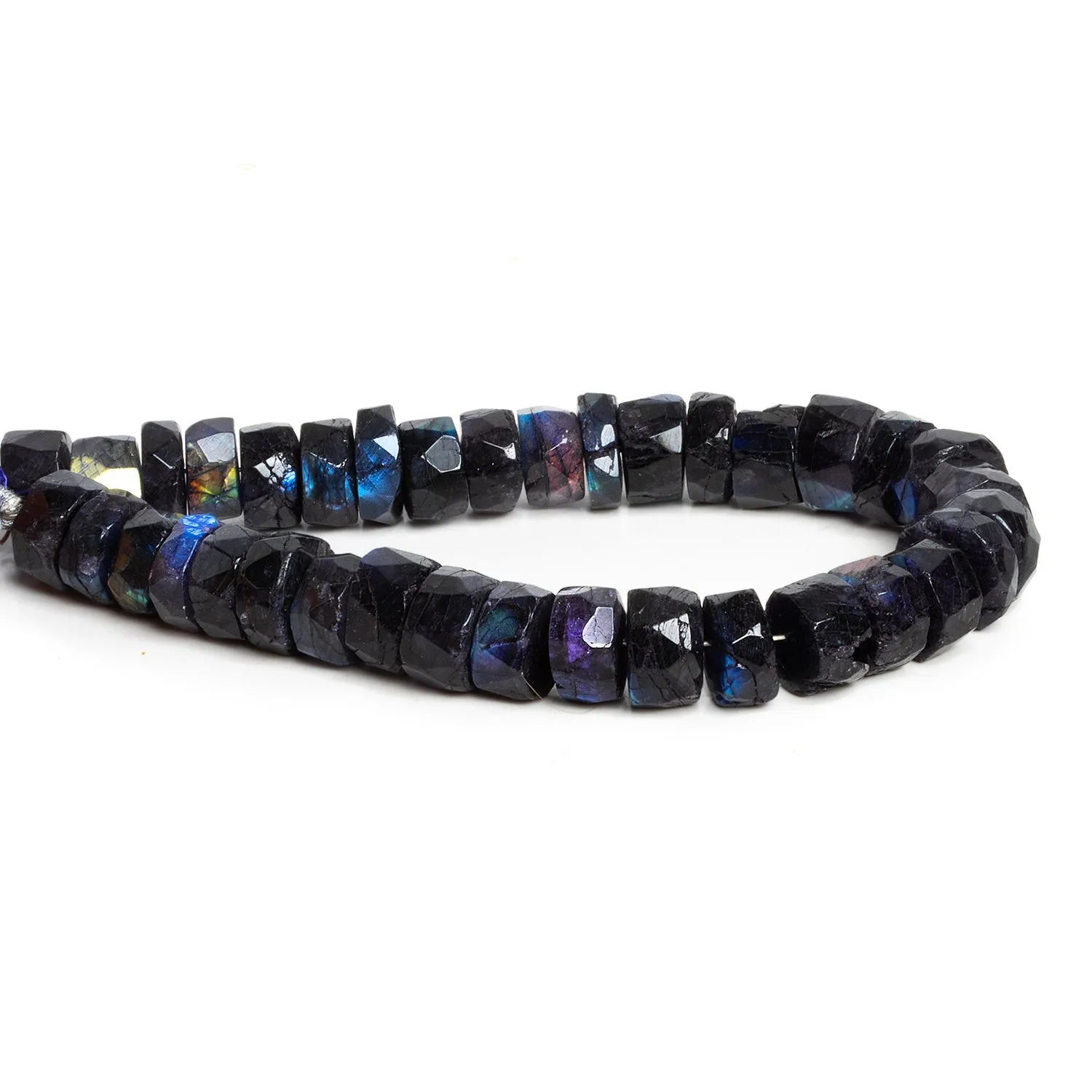 10mm Indigo Labradorite Handcut Rondelles 8 inch 35 beads