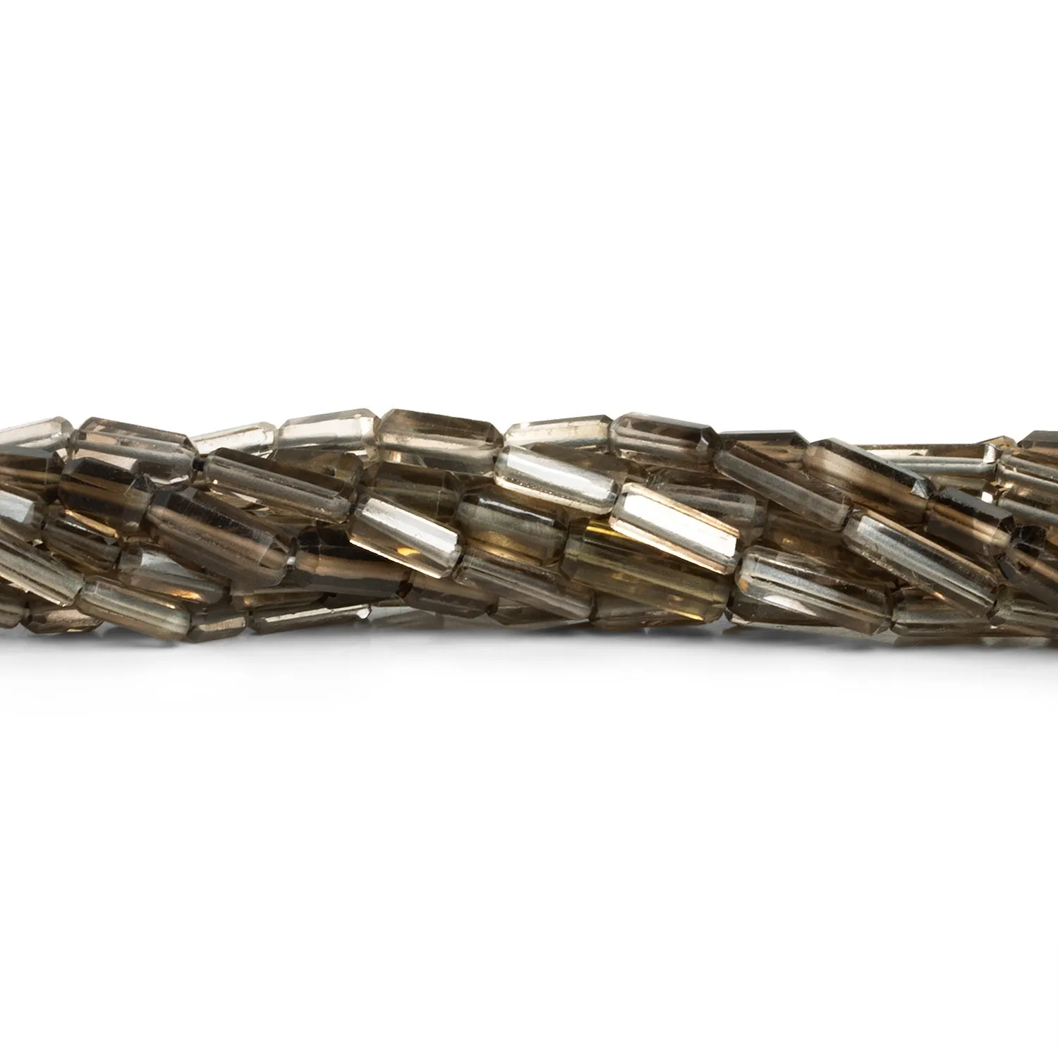 11x5mm Smoky Quartz Faceted Tubes 15 inch 35 beads