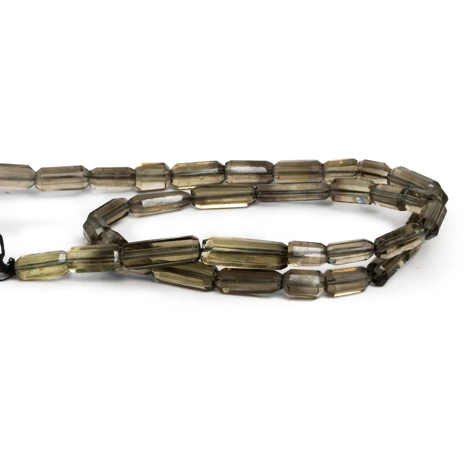 11x5mm Smoky Quartz Faceted Tubes 15 inch 35 beads