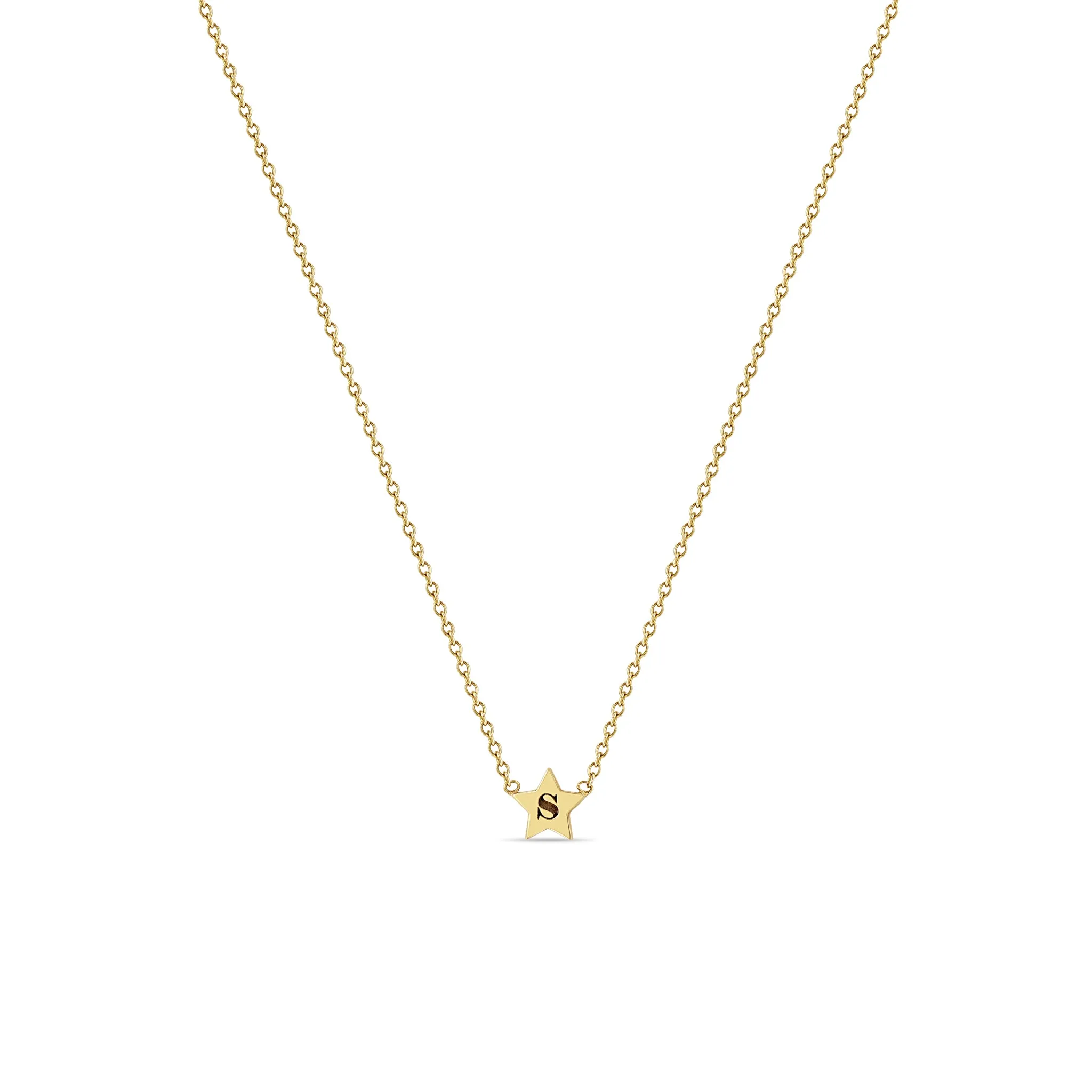 14k Engraved Initial Star Necklace