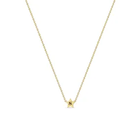 14k Engraved Initial Star Necklace