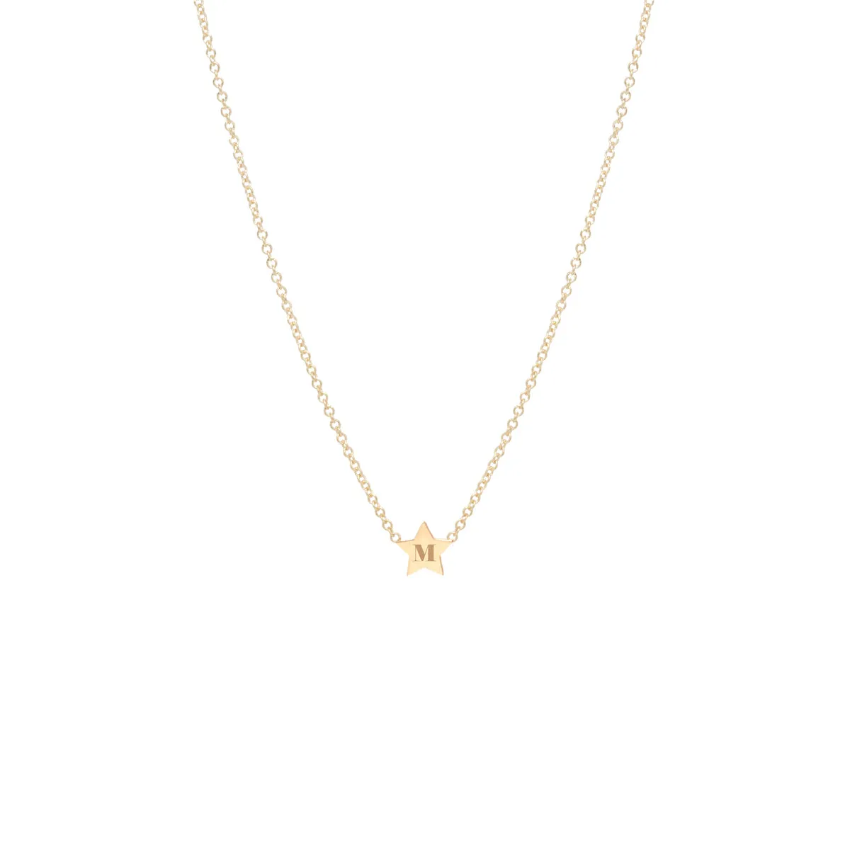 14k Engraved Initial Star Necklace