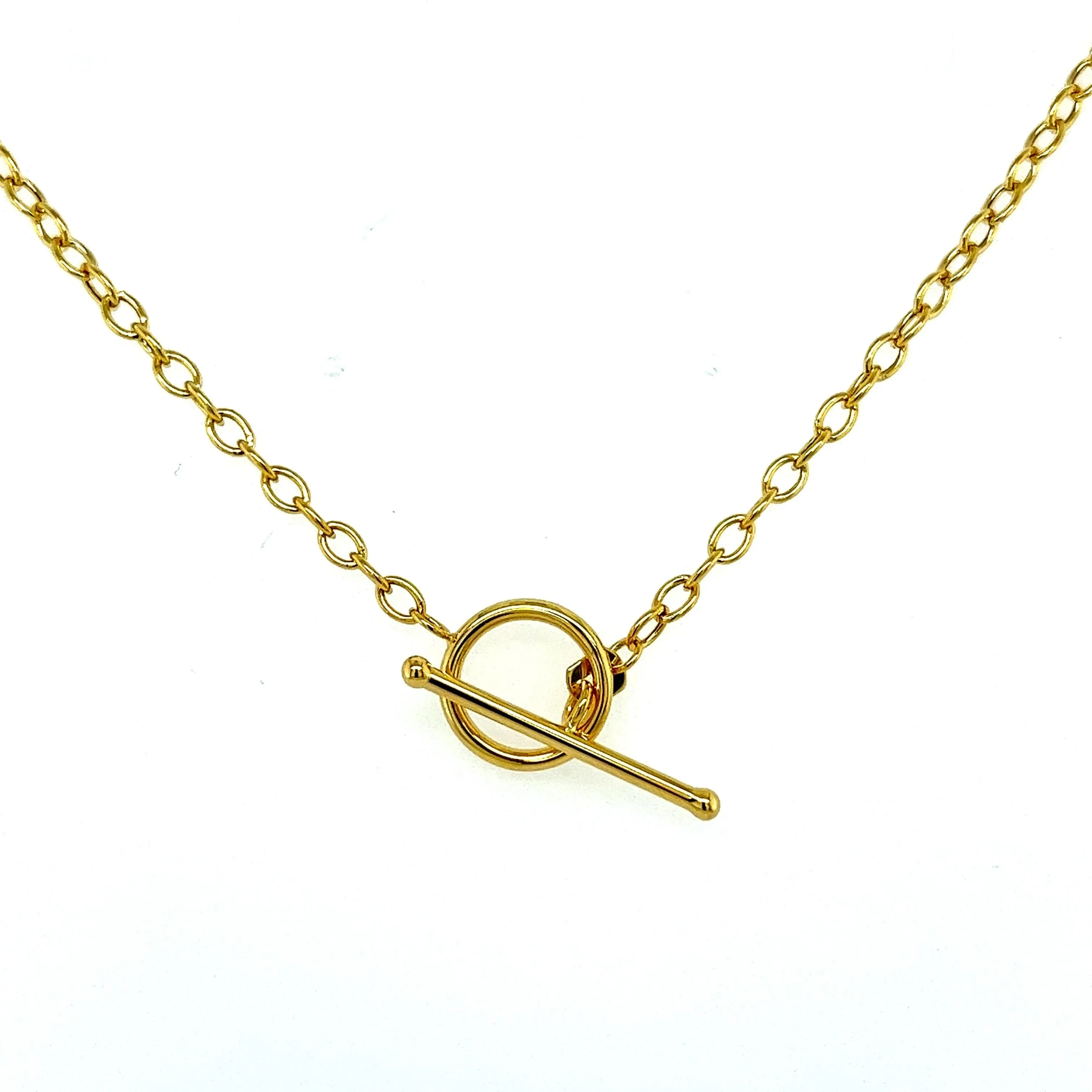14K Yellow Gold Bar and Toggle Cable Chain Necklace 18 inch 2.5MM