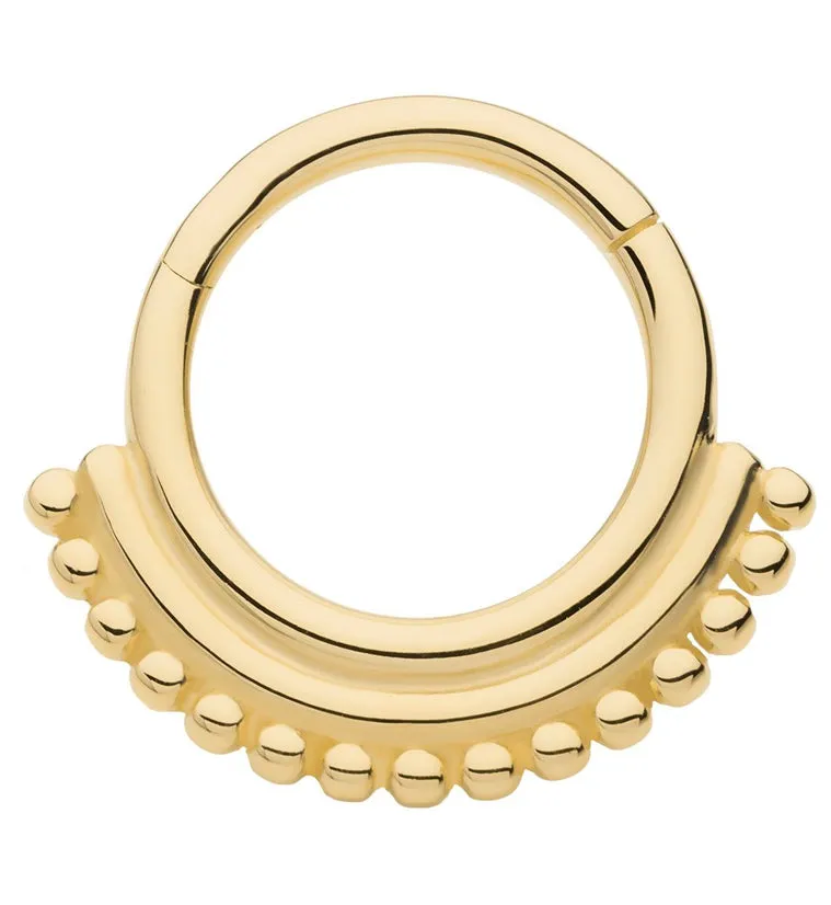 14kt Gold Beaded Line Hinged Segment Ring