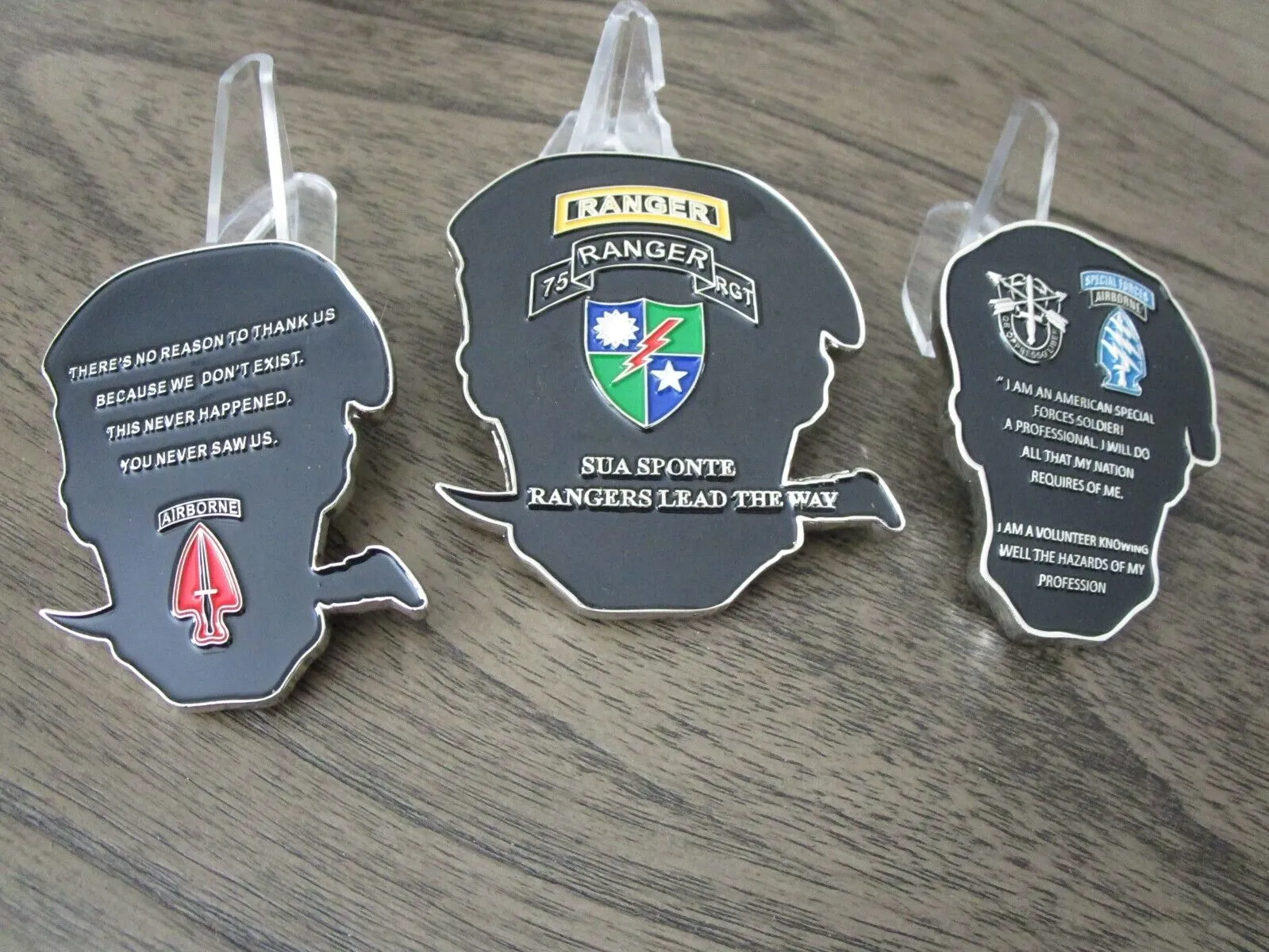 3 US Army Special Forces Ranger Delta Force Green Berets Skull Challenge Coins