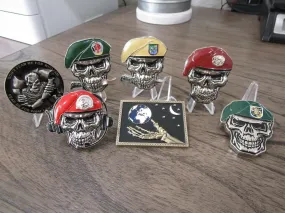 7 Special Forces Skull Challenge Coins SOCOM Ranger PJ CCT Green Berets Delta
