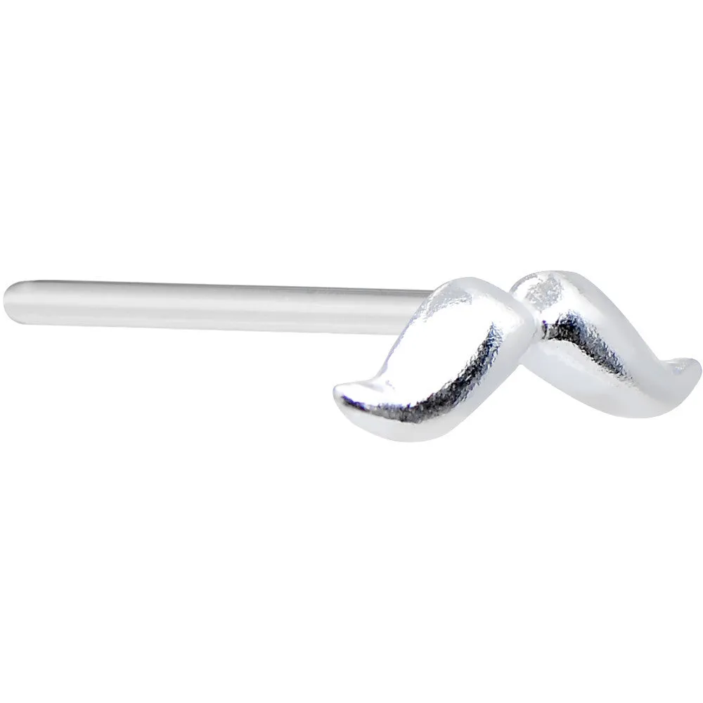 925 Sterling Silver 22 Gauge Dapper Mustache Bendable Nose Bone