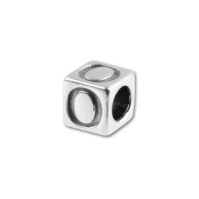 Alphabet Bead, Cube Letter "O" 4.5mm, Sterling Silver (1 Piece)