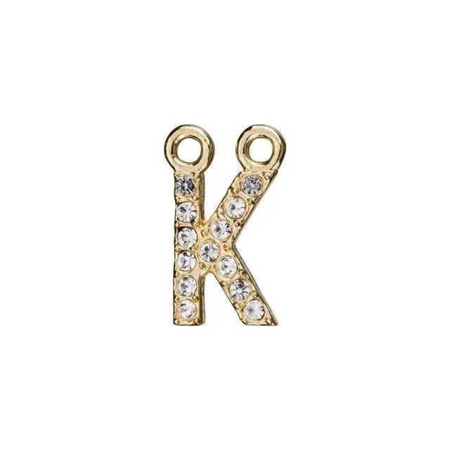 Alphabet Pendant, Letter 'K' with 2 Rings 7mm, Gold Finish (1 Piece)