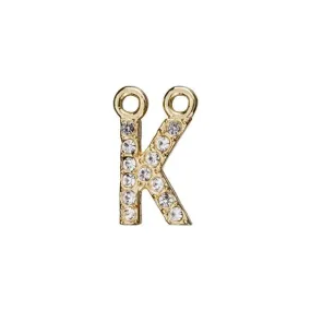 Alphabet Pendant, Letter 'K' with 2 Rings 7mm, Gold Finish (1 Piece)