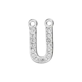 Alphabet Pendant, Letter 'U' with 2 Rings 12.5mm, Sterling Silver (1 Piece)