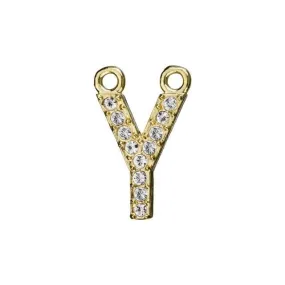 Alphabet Pendant, Letter 'Y' with 2 Rings 12.5mm, Gold Finish (1 Piece)
