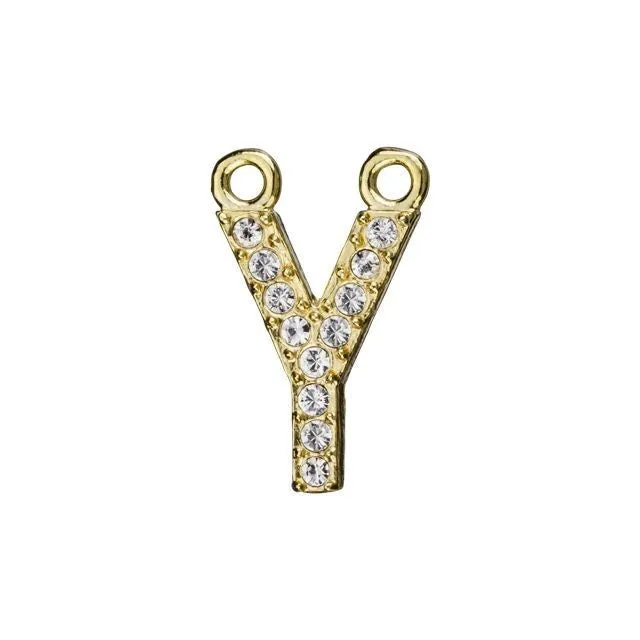 Alphabet Pendant, Letter 'Y' with 2 Rings 12.5mm, Gold Finish (1 Piece)