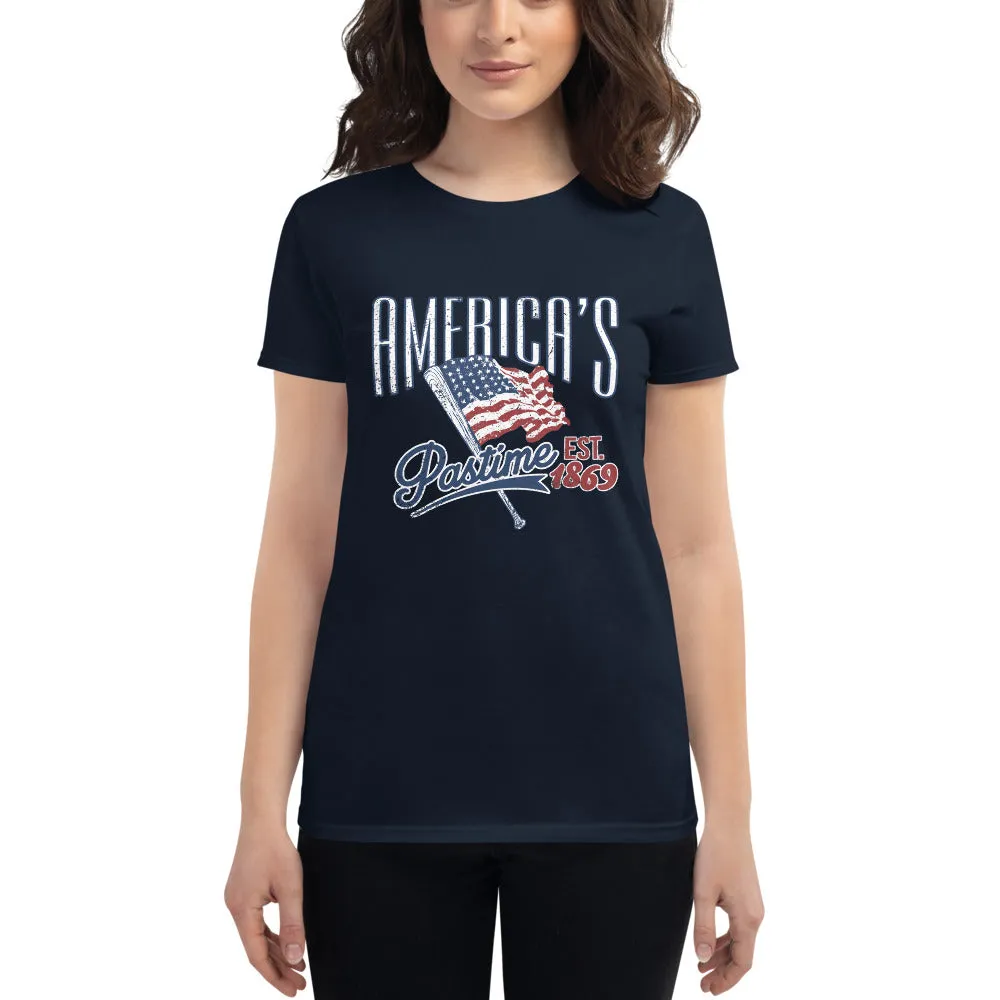 America's Pastime Baseball Womens Short Sleeve Tee