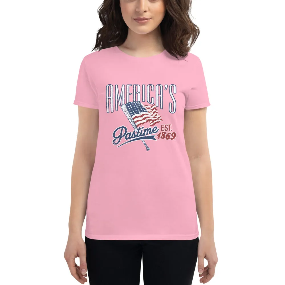 America's Pastime Baseball Womens Short Sleeve Tee