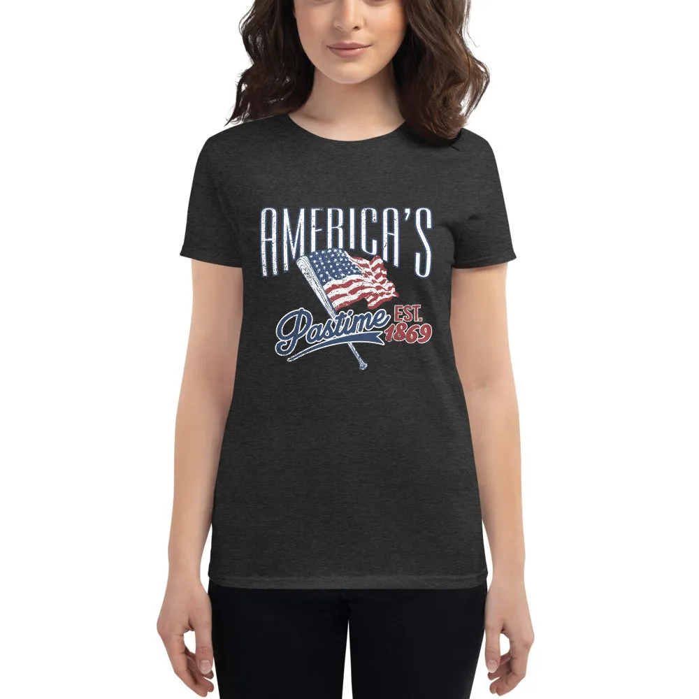 America's Pastime Baseball Womens Short Sleeve Tee
