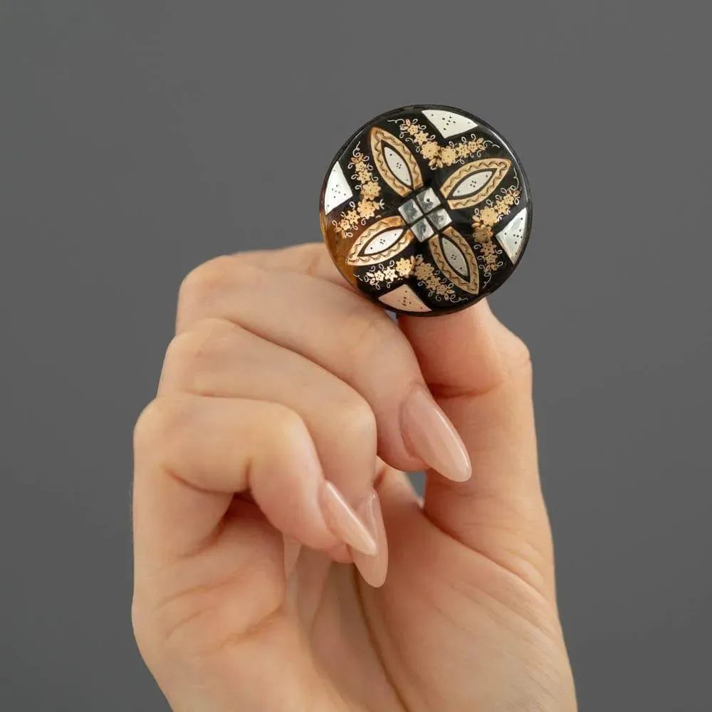 Antique Victorian 1870s Tortoiseshell Piqué Brooch