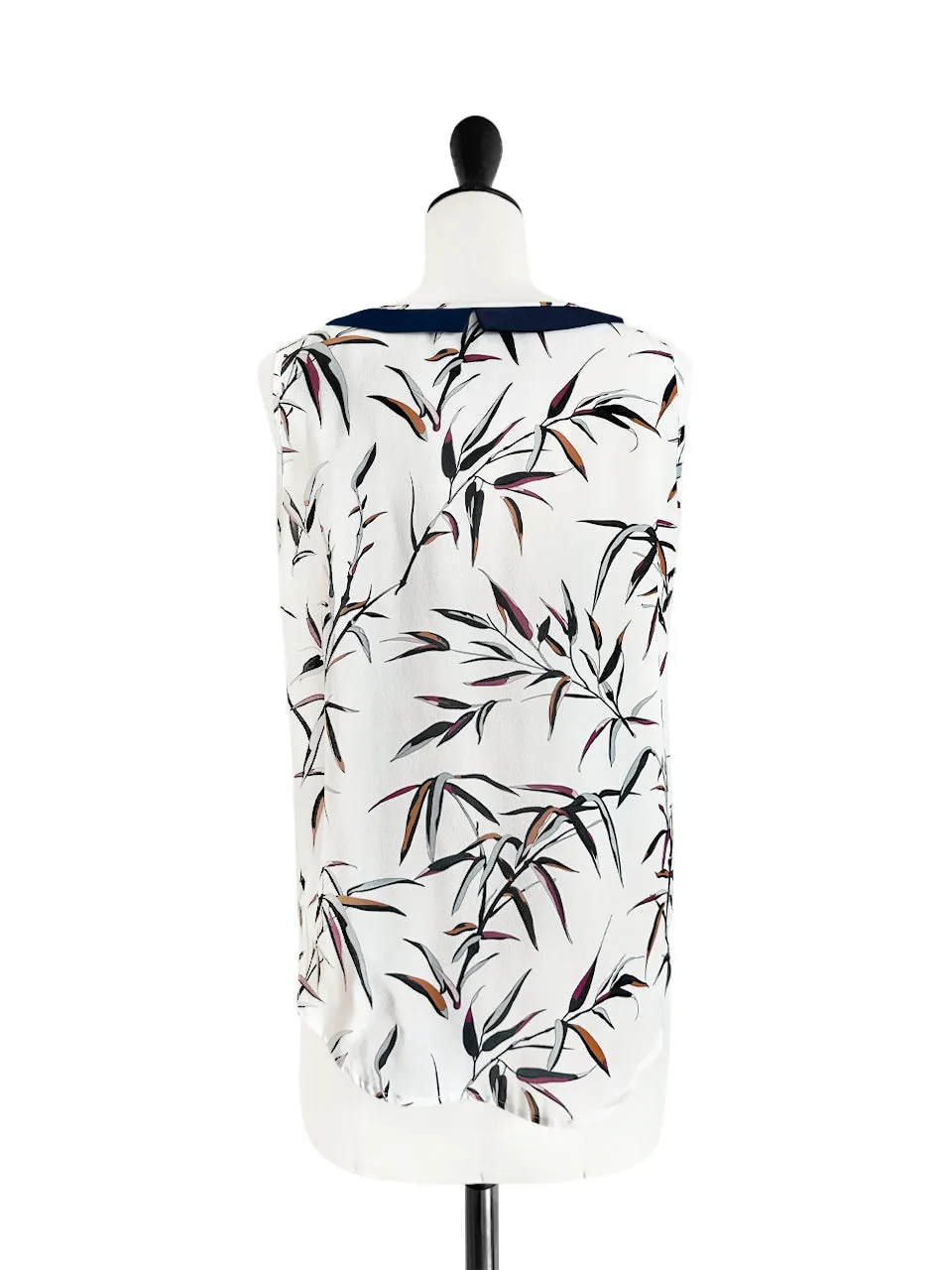 Breezy Print Contrasted Collar Tank Sleeveless Longline Top