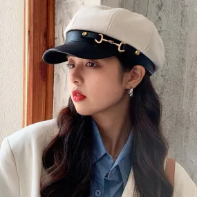 British Style Retro Buckle Outdoor Travel Peaked Beret Hats