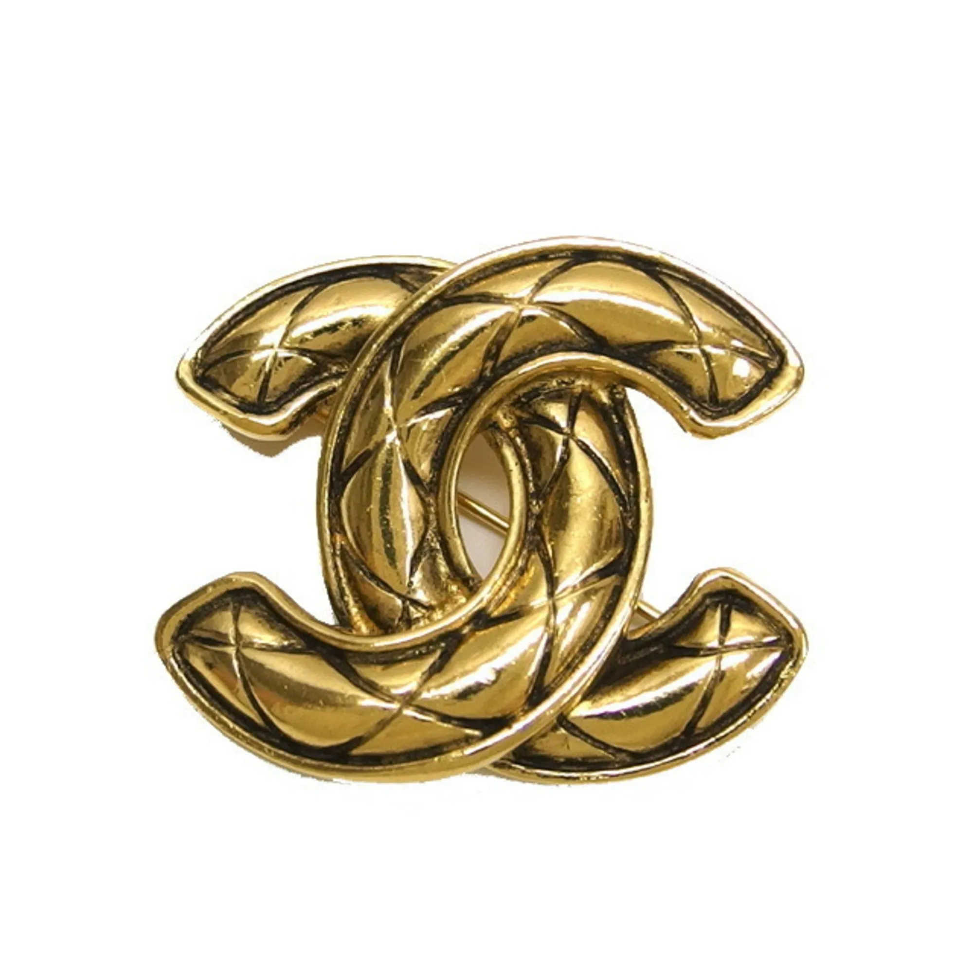 CHANEL Cocomark Matelasse Brooch Gold