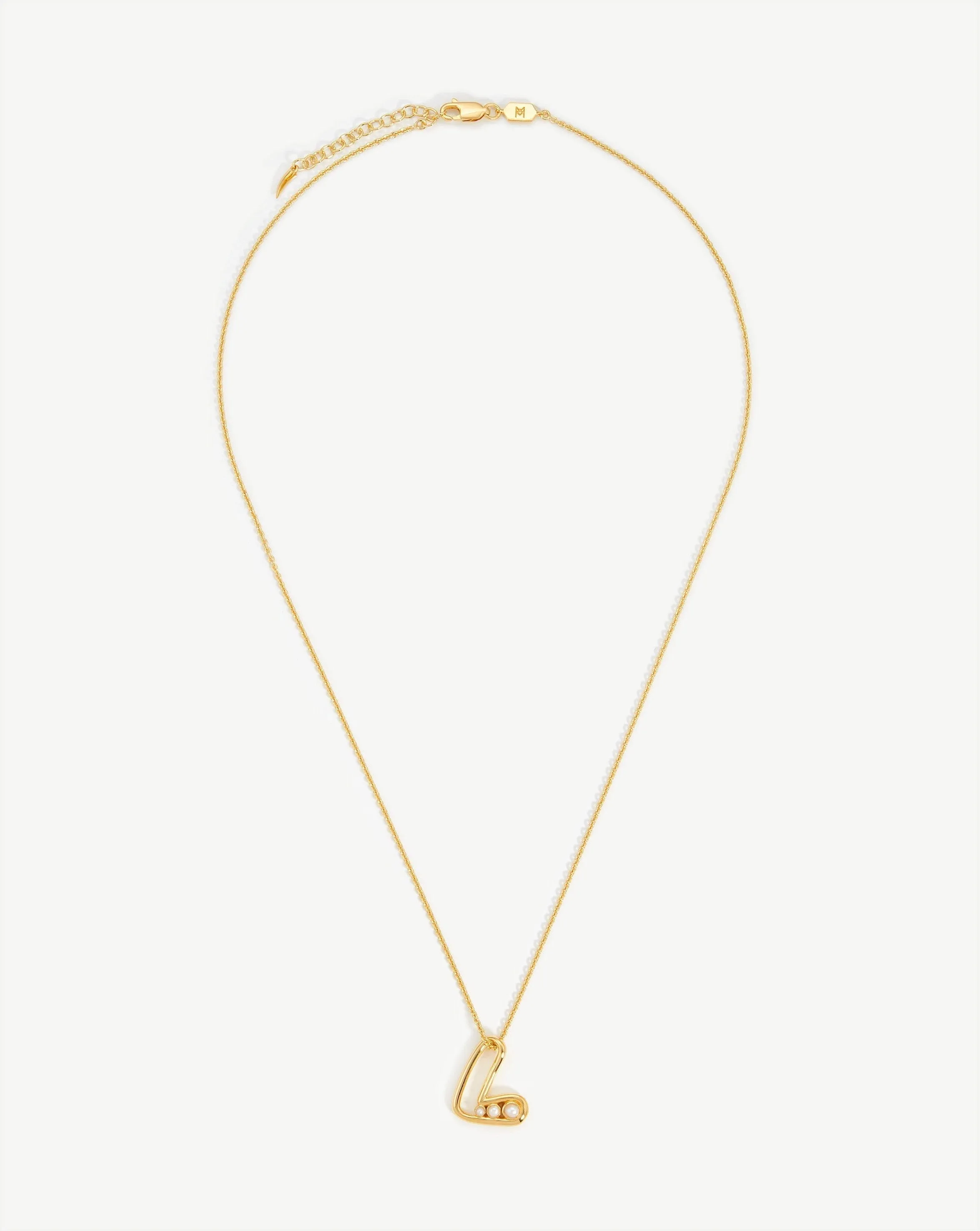 Chubby Pearl Initial Pendant Necklace  - Initial L | 18ct Gold Vermeil/Pearl