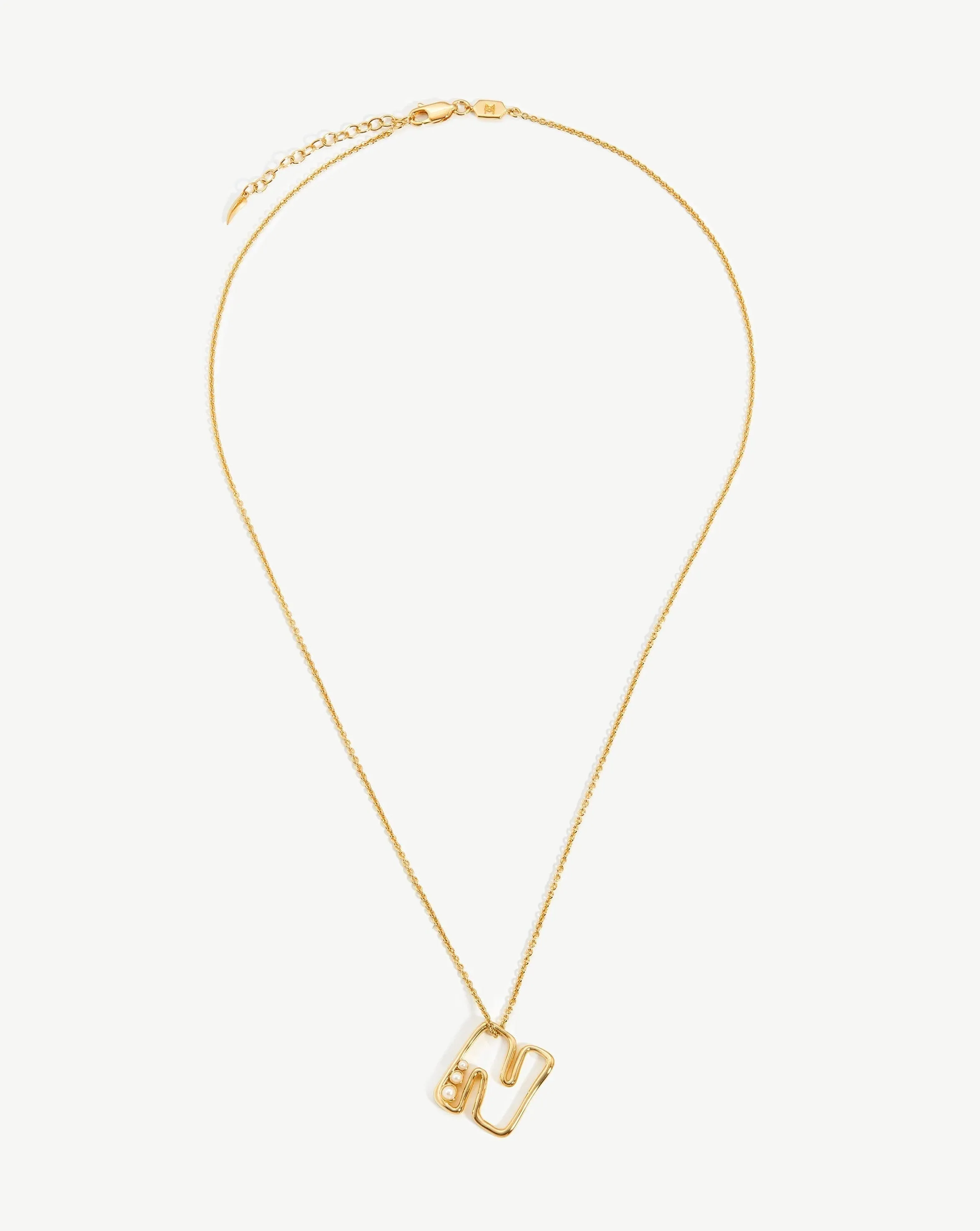 Chubby Pearl Initial Pendant Necklace  - Initial N | 18k Gold Vermeil/Pearl