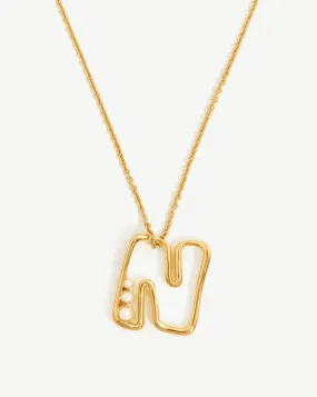 Chubby Pearl Initial Pendant Necklace  - Initial N | 18k Gold Vermeil/Pearl