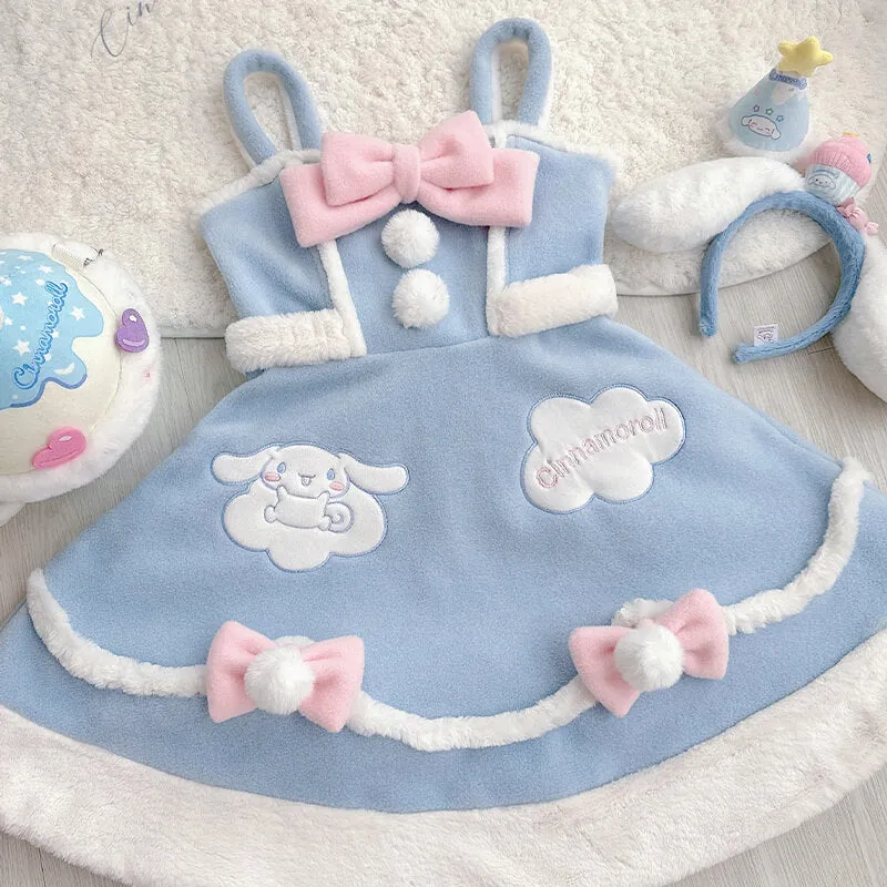 Cinnamoroll Woolen JSK Dress with Pompom Bowknot
