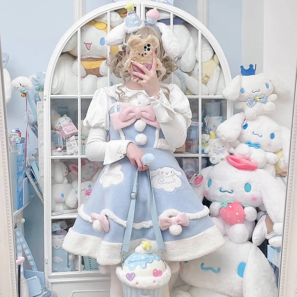 Cinnamoroll Woolen JSK Dress with Pompom Bowknot