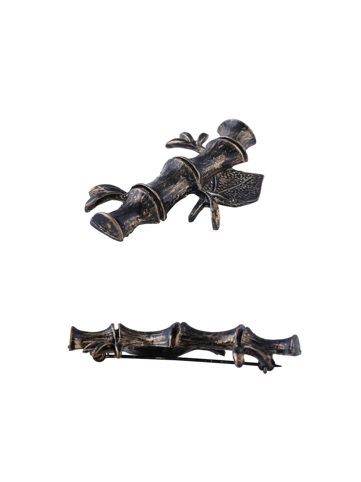 Classic Antique Finish Bamboo Design Brooch