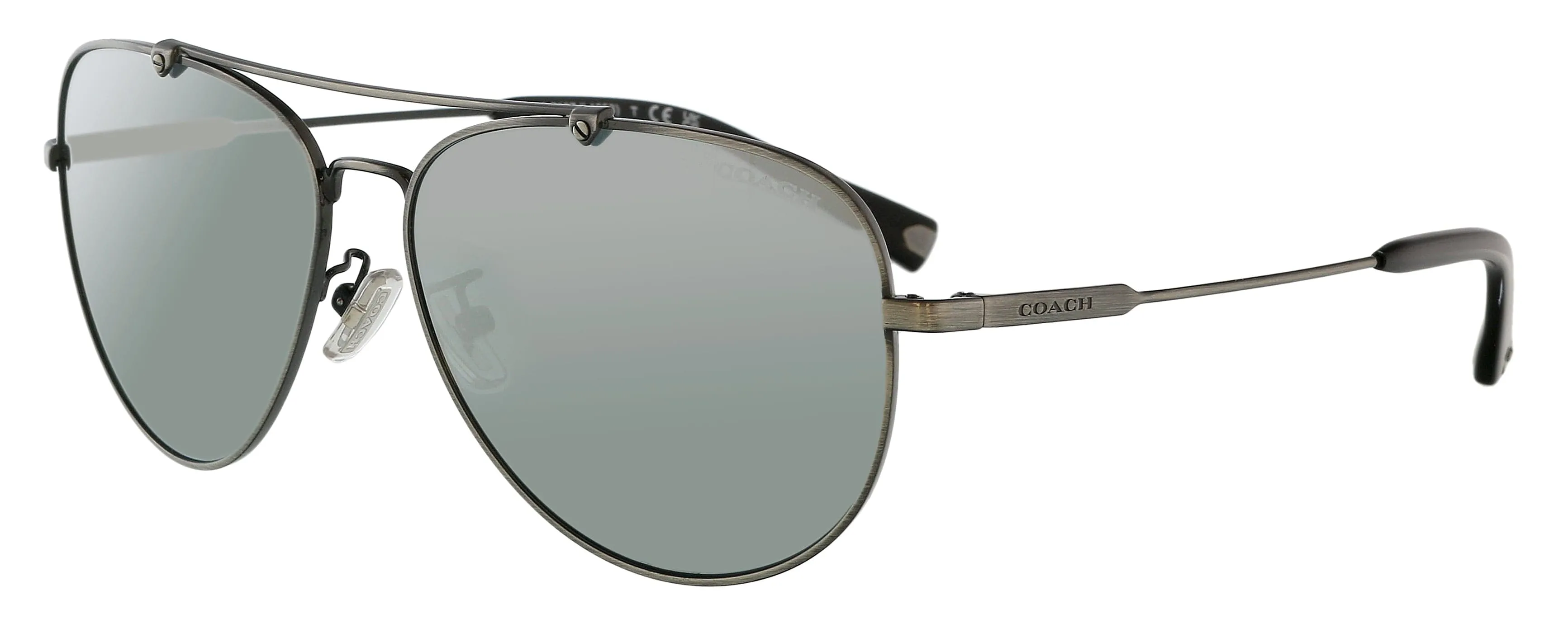 Coach 0HC7087 92741U Full Rim Antique Silver Aviator Sunglasses
