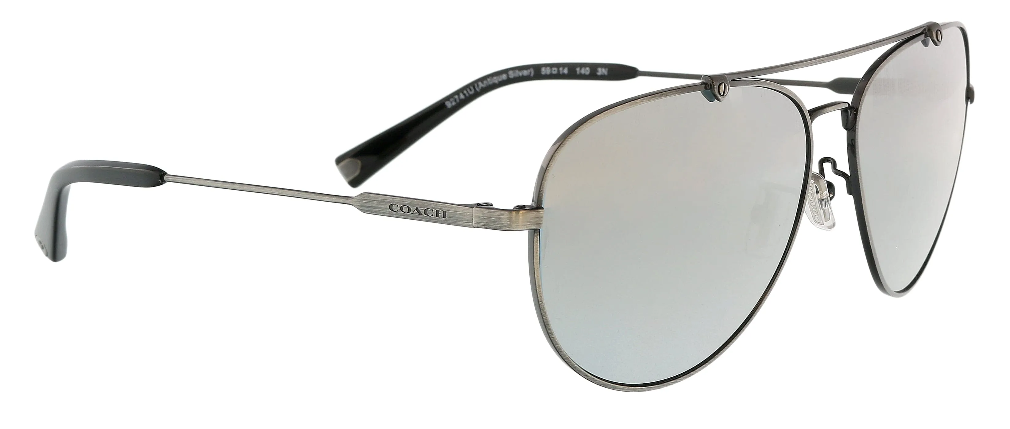 Coach 0HC7087 92741U Full Rim Antique Silver Aviator Sunglasses