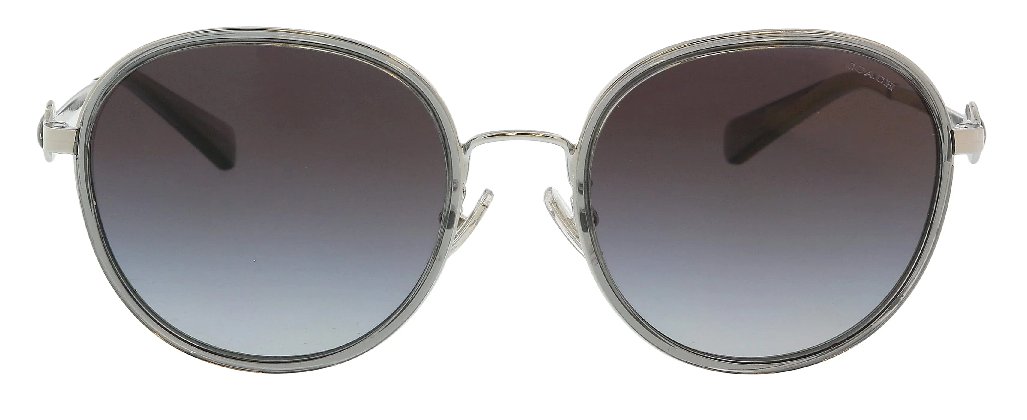 Coach 0HC7129 56488G Full Rim Transparent Grey Round Sunglasses