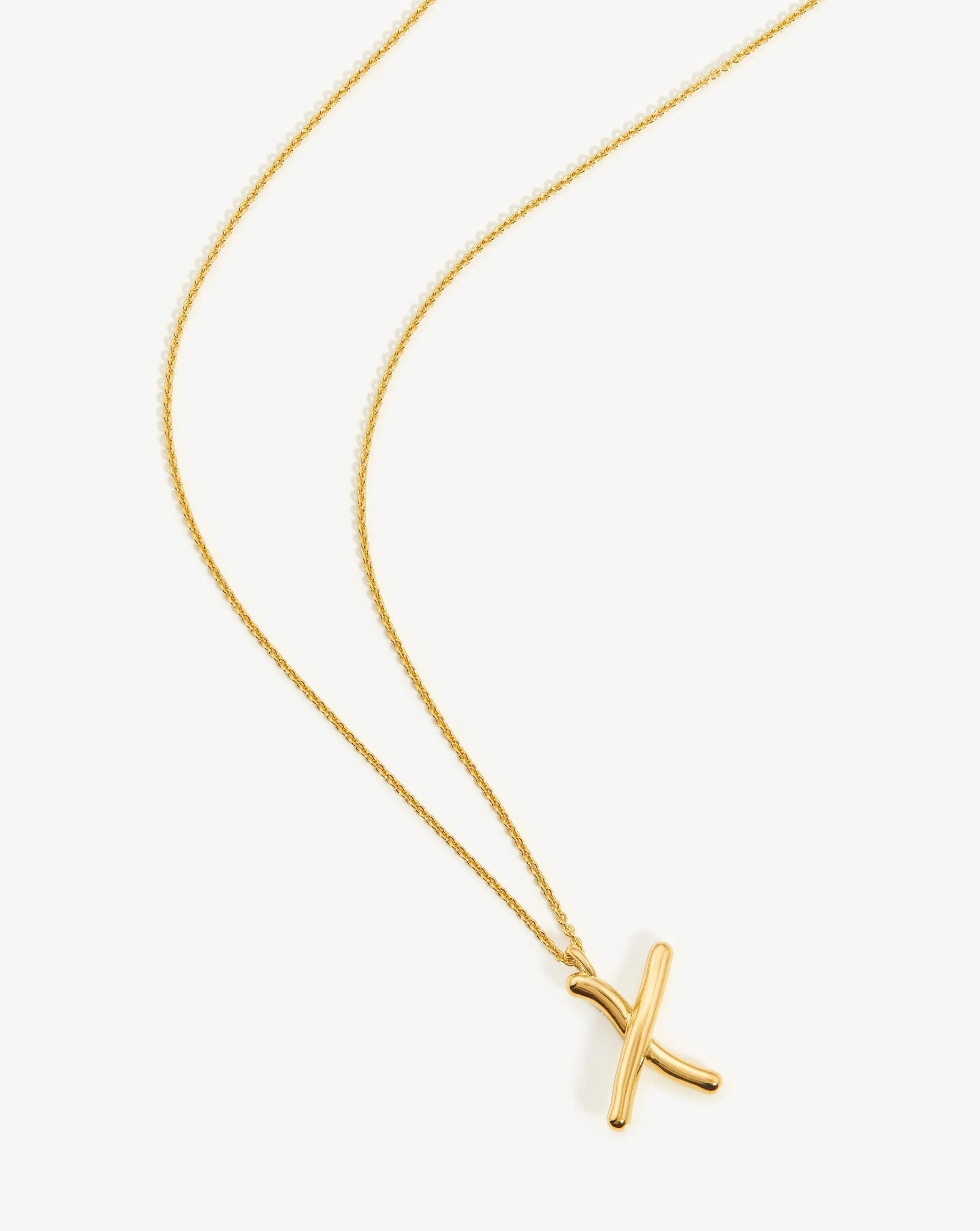 Curly Molten Initial Pendant Necklace - Initial X | 18k Gold Vermeil