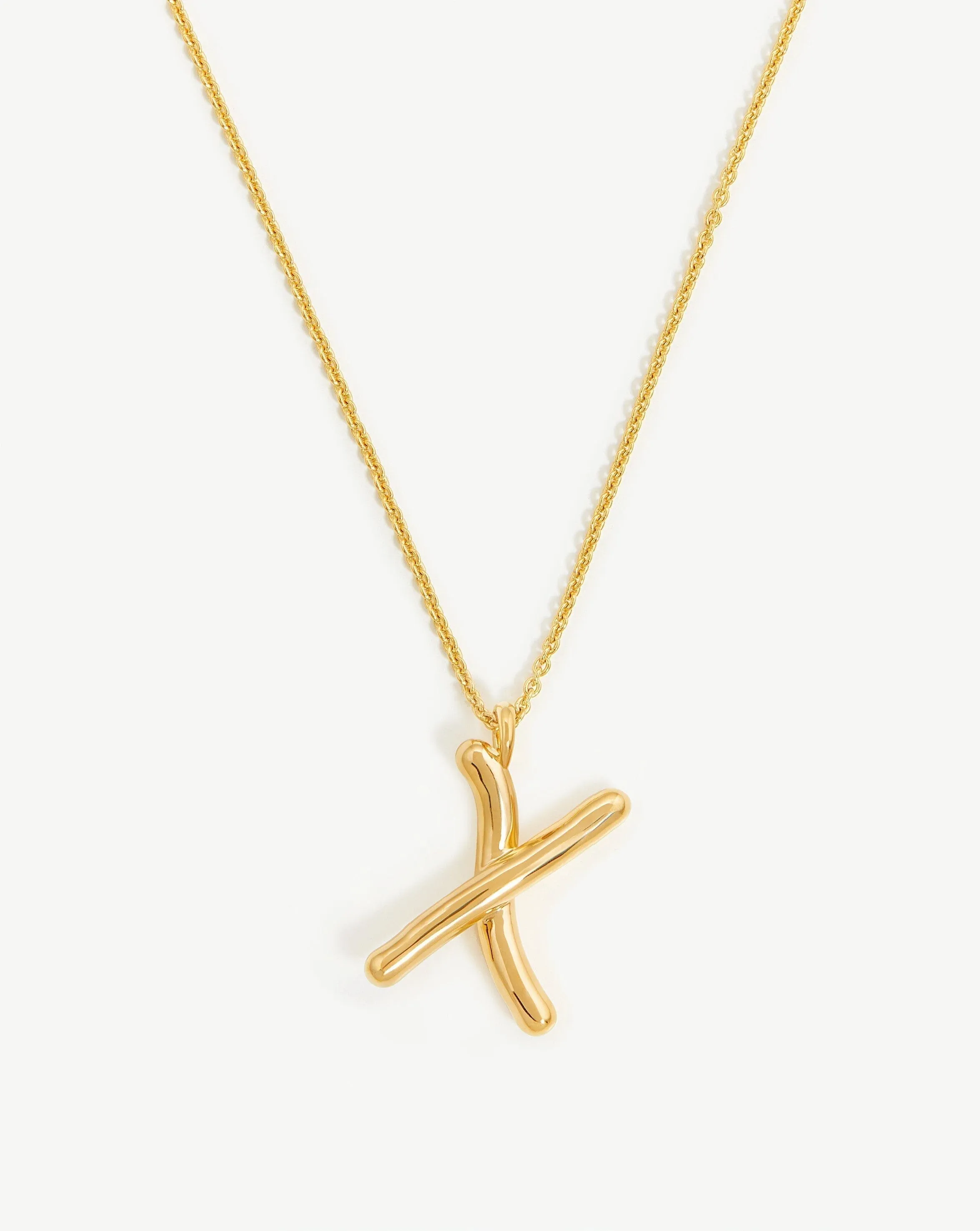 Curly Molten Initial Pendant Necklace - Initial X | 18k Gold Vermeil