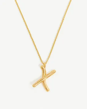 Curly Molten Initial Pendant Necklace - Initial X | 18k Gold Vermeil