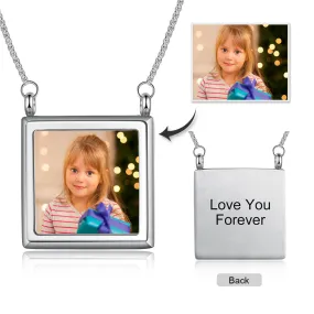 Custom Square Frame Memory Photo Tag Necklaces