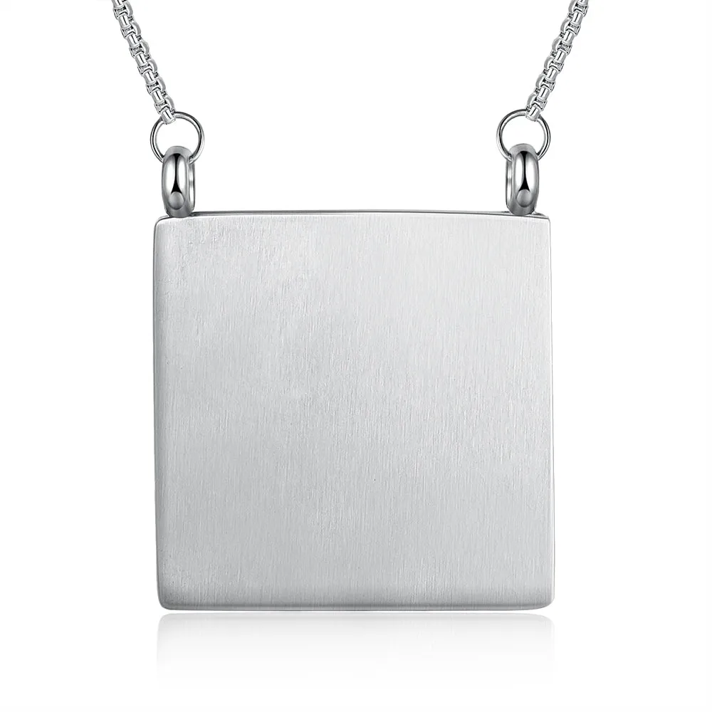 Custom Square Frame Memory Photo Tag Necklaces