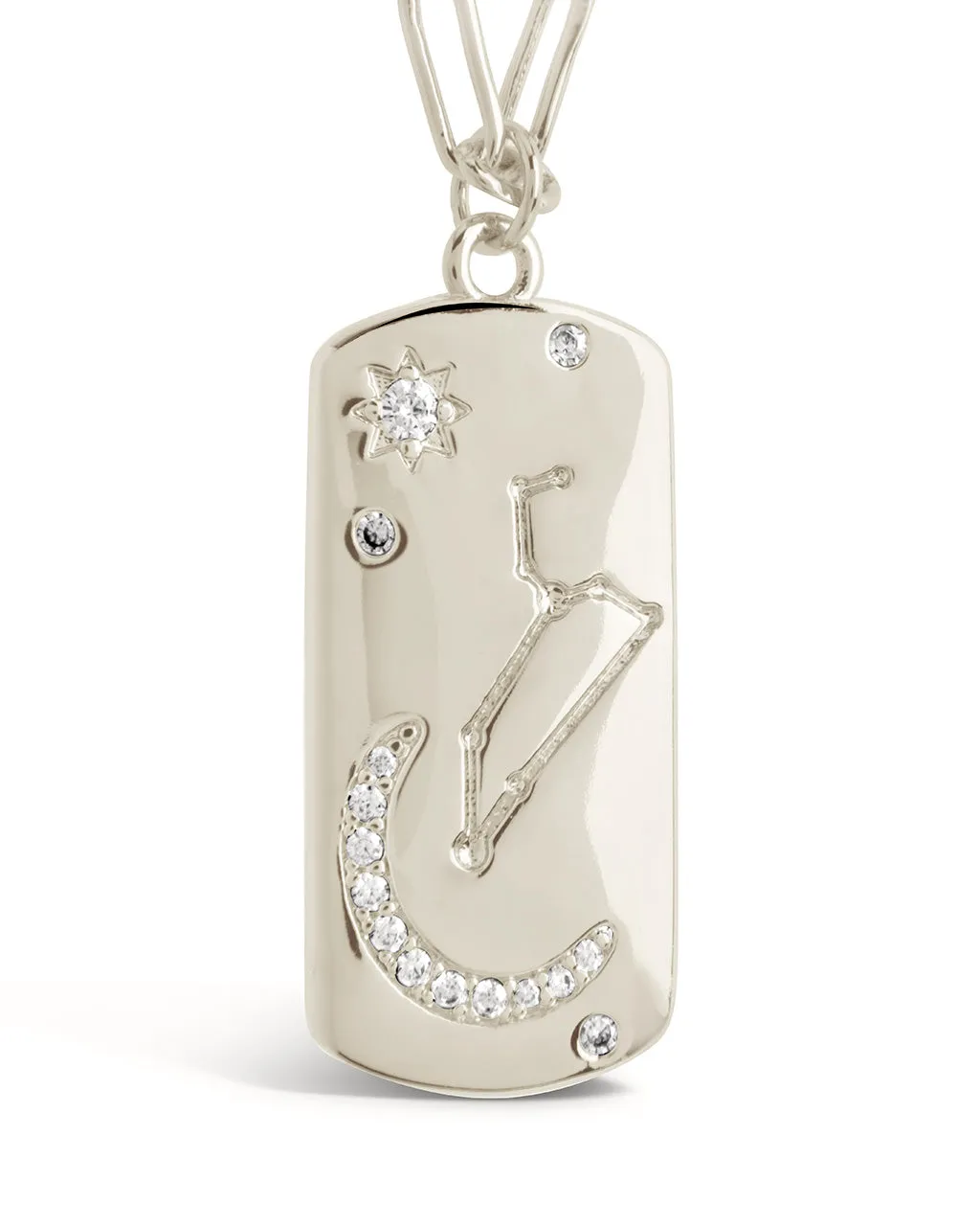 CZ Constellation Dog Tag Pendant Necklace