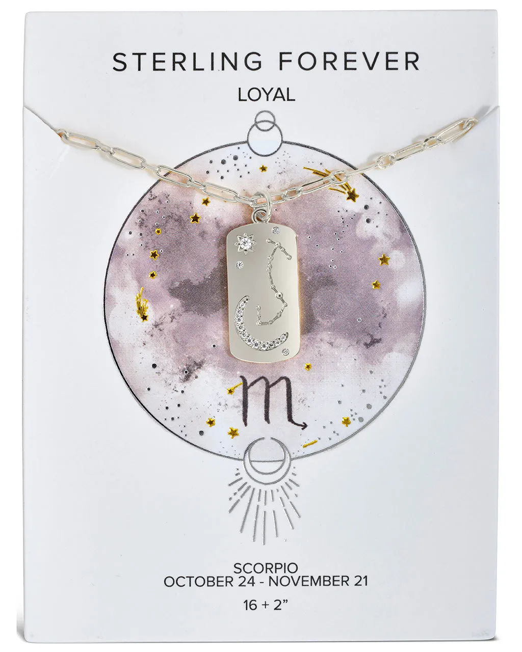 CZ Constellation Dog Tag Pendant Necklace