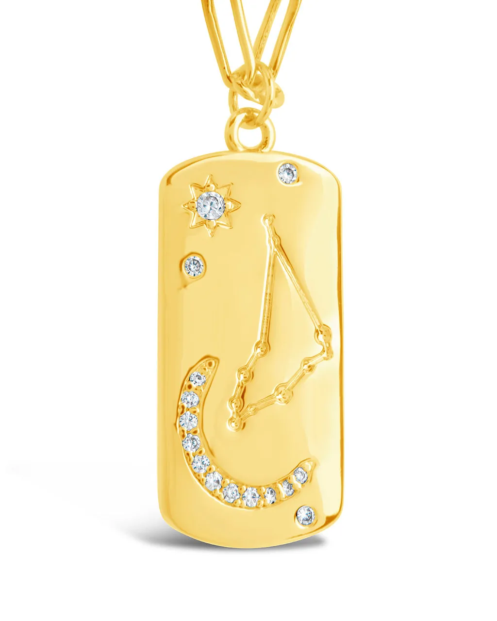 CZ Constellation Dog Tag Pendant Necklace