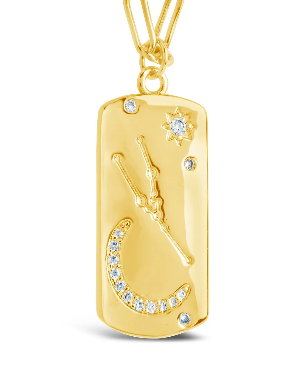 CZ Constellation Dog Tag Pendant Necklace