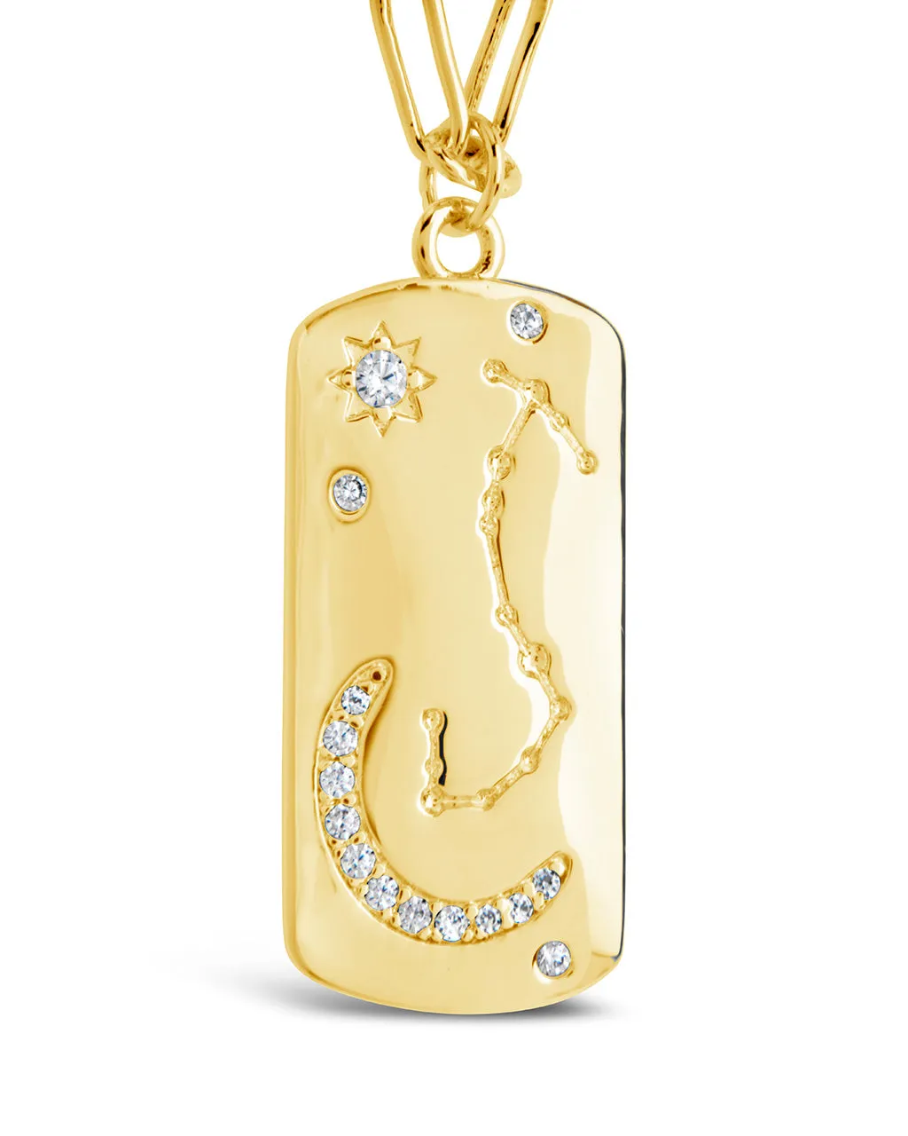CZ Constellation Dog Tag Pendant Necklace