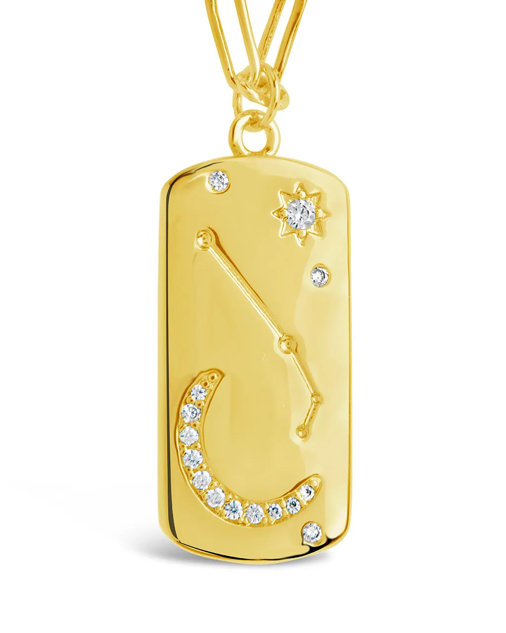 CZ Constellation Dog Tag Pendant Necklace