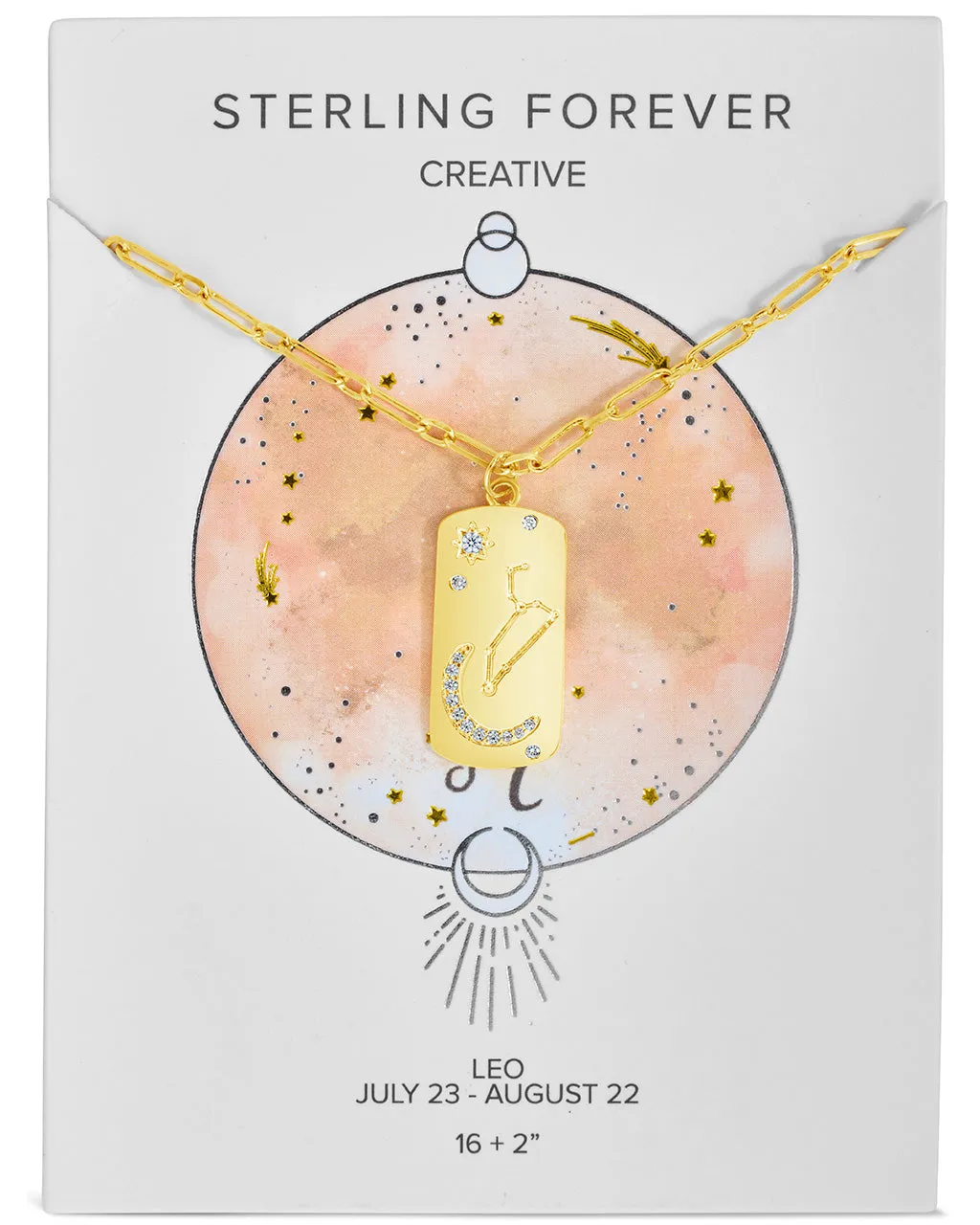 CZ Constellation Dog Tag Pendant Necklace