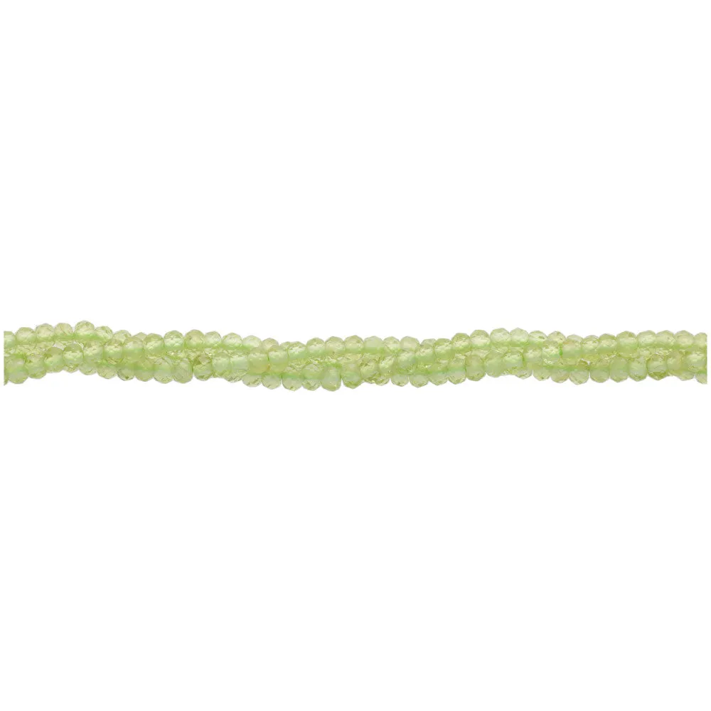 Dakota Stones Gemstone Beads, Peridot Grade A, Microfaceted Rondelle 3mm (16 Inch Strand)