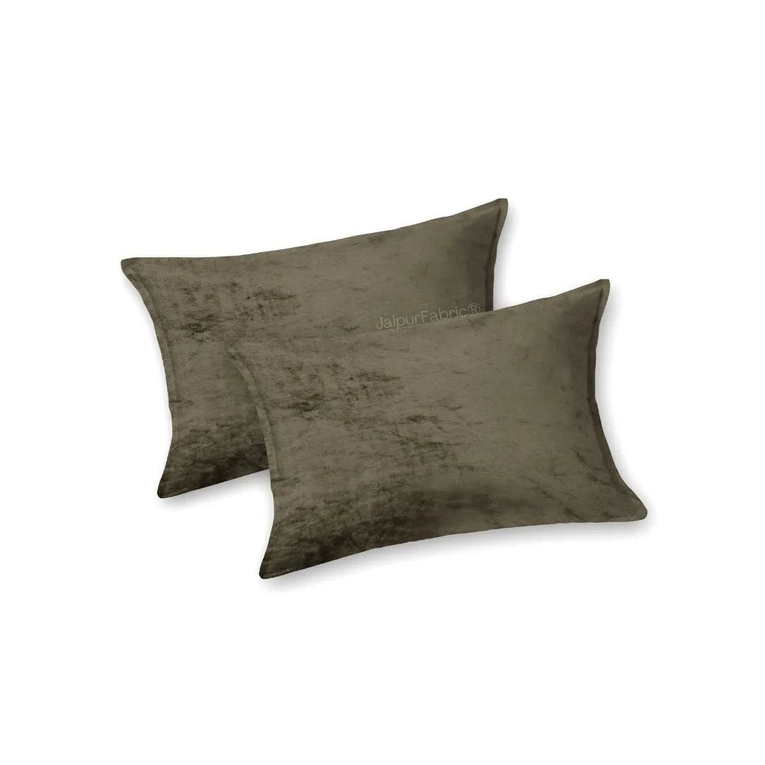 Deep Olive Green Soft Velvet Finish Double Bedsheet with Matching Pillow Covers