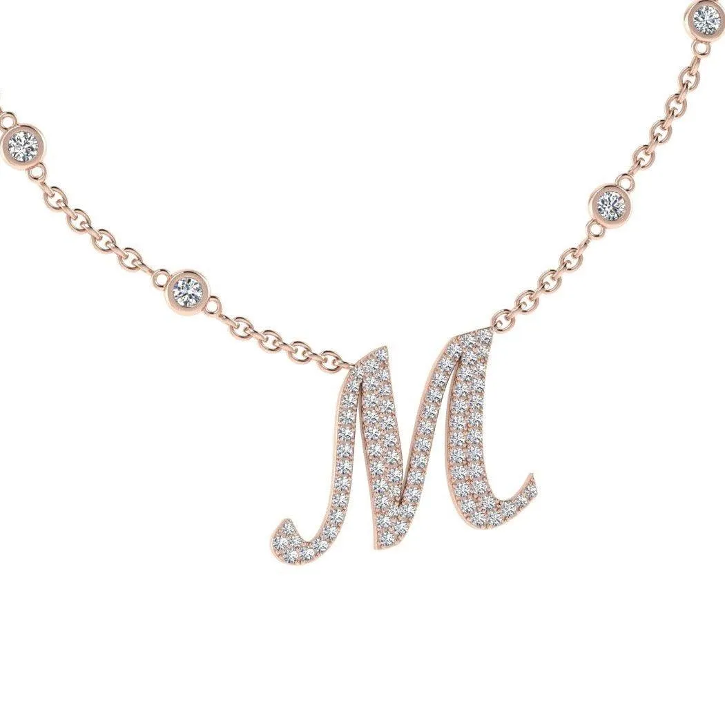 Diamond Initial Pendant Necklace 18K Gold (0.67 CT. TW)