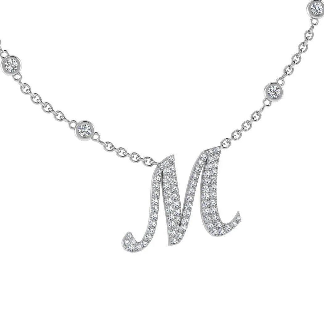 Diamond Initial Pendant Necklace 18K Gold (0.67 CT. TW)